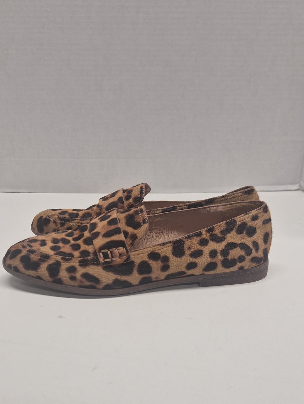Madewell The Alex Loafer Leopard Calf Hair Slip On Leather Shoes Shoe Brown 6.5